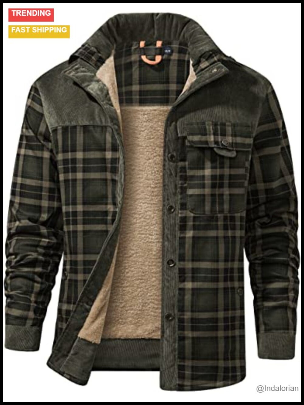 Men's Sherpa Lined Plaid Flannel Shirt Jacket Snap Button Warm Winter Jacket